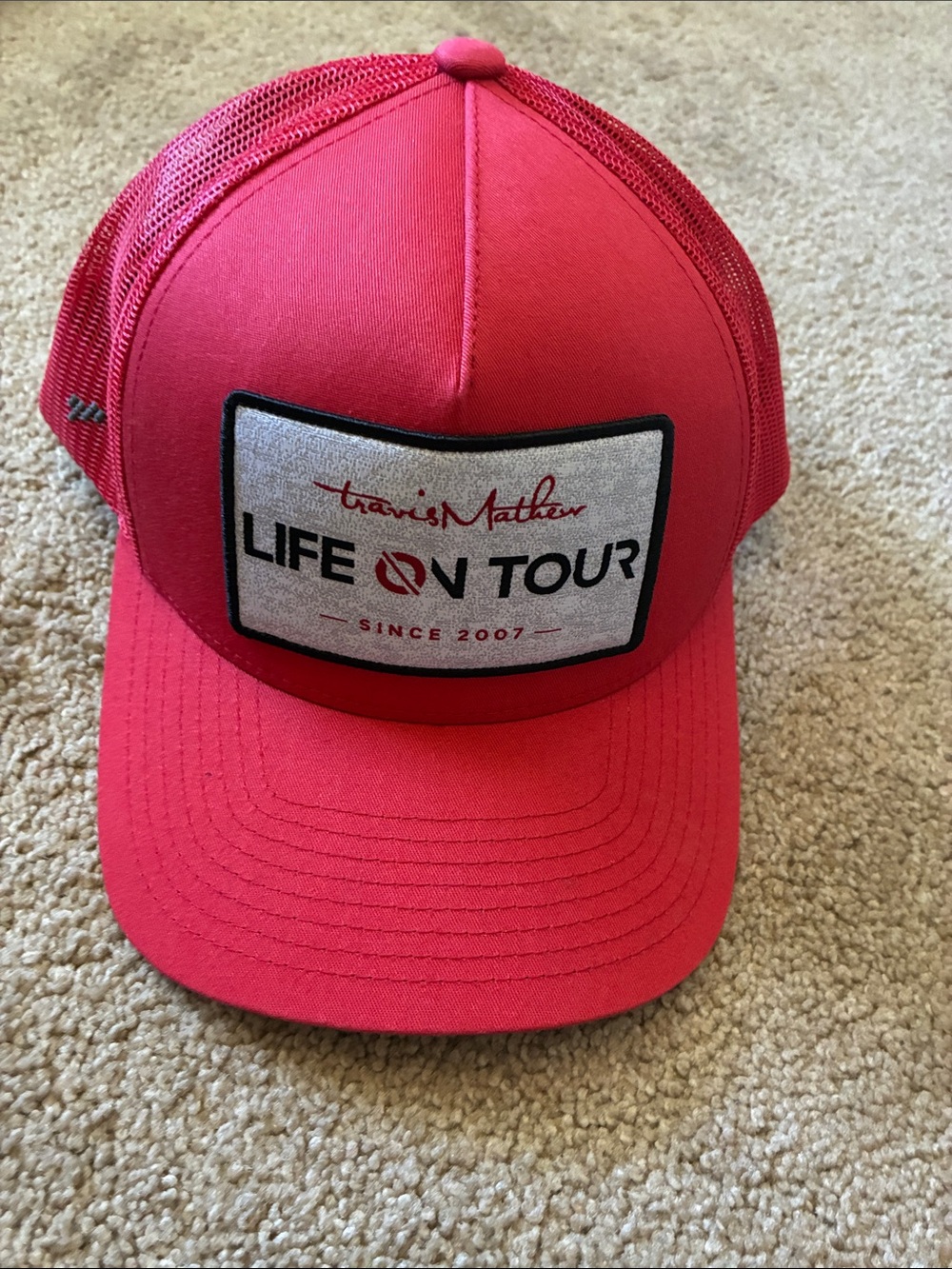 Travis Mathew "Life On Tour" Red Trucker Snapback Hat Cap